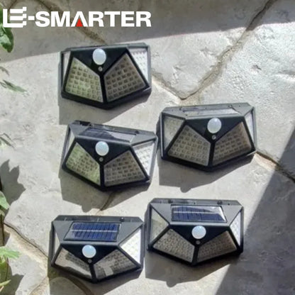Motion-Activated Solar Security Light with 100 LEDs for Outdoor Walls