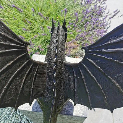 Mythical Dragon Water Spout Statue 14 Inch Resin Fantasy Sculpture for Outdoor Ponds Patios Yard Decor Garden Ornament