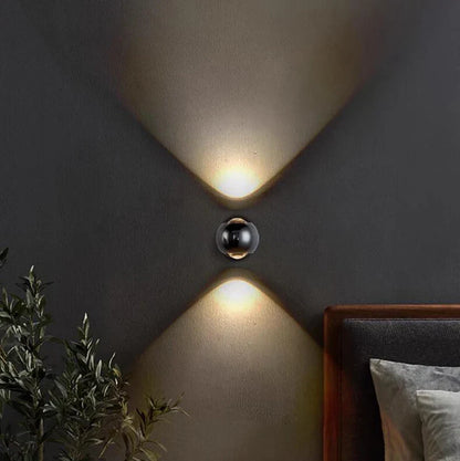Contemporary Copper LED Wall Sconce Up Down Light for Entryway Hallway Bedroom Bathroom Gold Black Chrome