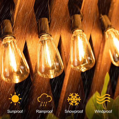 Weather-Resistant Patio Globe Lights with 15 Unbreakable Bulbs – 33 ft Plug-In Bistro Lighting for Deck, Yard, and Garden – Dimmable Weather