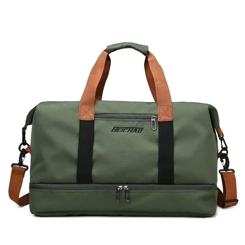 Women's Gym Duffel Bag with Shoe Compartment – Wet/Dry Separation Travel Bag, Shoulder & Crossbody Carry for Workout, Weekend Trips