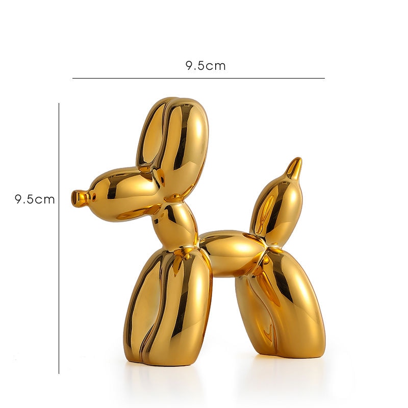 Metallic Resin Balloon Dog Sculpture for Shelf, Mantel & Tabletop Display in Modern Contemporary Living Rooms