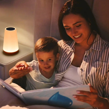 Touch-Control Color-Changing Table Lamp with Remote – 13 RGB Colors, 5 Brightness Levels, Cordless Rechargeable Ambient Nightstand Light