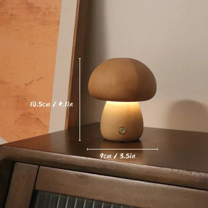 Cordless Wooden Night Light USB Rechargeable 8-Inch Cube Dimmable LED Lamp for Bedside Tables Study Desks Living Rooms