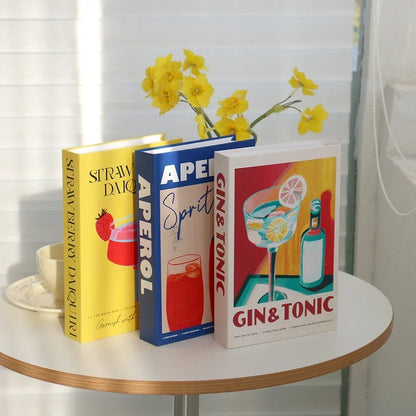 Hollow Cardboard Book Stack 3-Piece Display Set for Shelf Styling Coffee Table Accent Modern Home Interior Staging Props