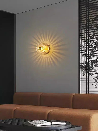 E14 Glass Sconce for Bedrooms, Hallways & Living Rooms – 6.3 in Minimalist Indoor Accent Fixture with Metal Frame & Rotary Switch for Modern