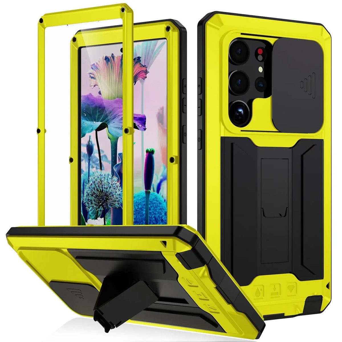 Heavy-Duty Samsung Galaxy S23 Armor Case with Built-In Screen Shield & Kickstand for Hands-Free Use