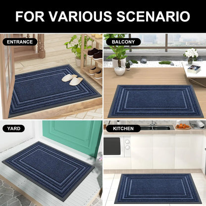 Rubber Entry Mat Slip-Resistant Low Profile for Front Door Back Door Patio Garage Hallway Mud Scraper Floor Protection