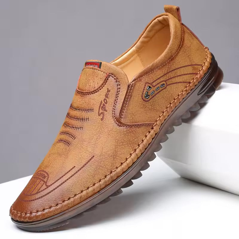 Men's Cushioned Slip-On Sneakers with Arch Support - Breathable Mesh Walking Shoes for Standing All Day - Ergonomic Footbed Loafers