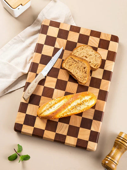 Acacia Wood Chopping Block Non-Slip Grip Natural Finish Kitchen Prep Board Serving Platter Countertop Carving Surface for Vegetables Cheese