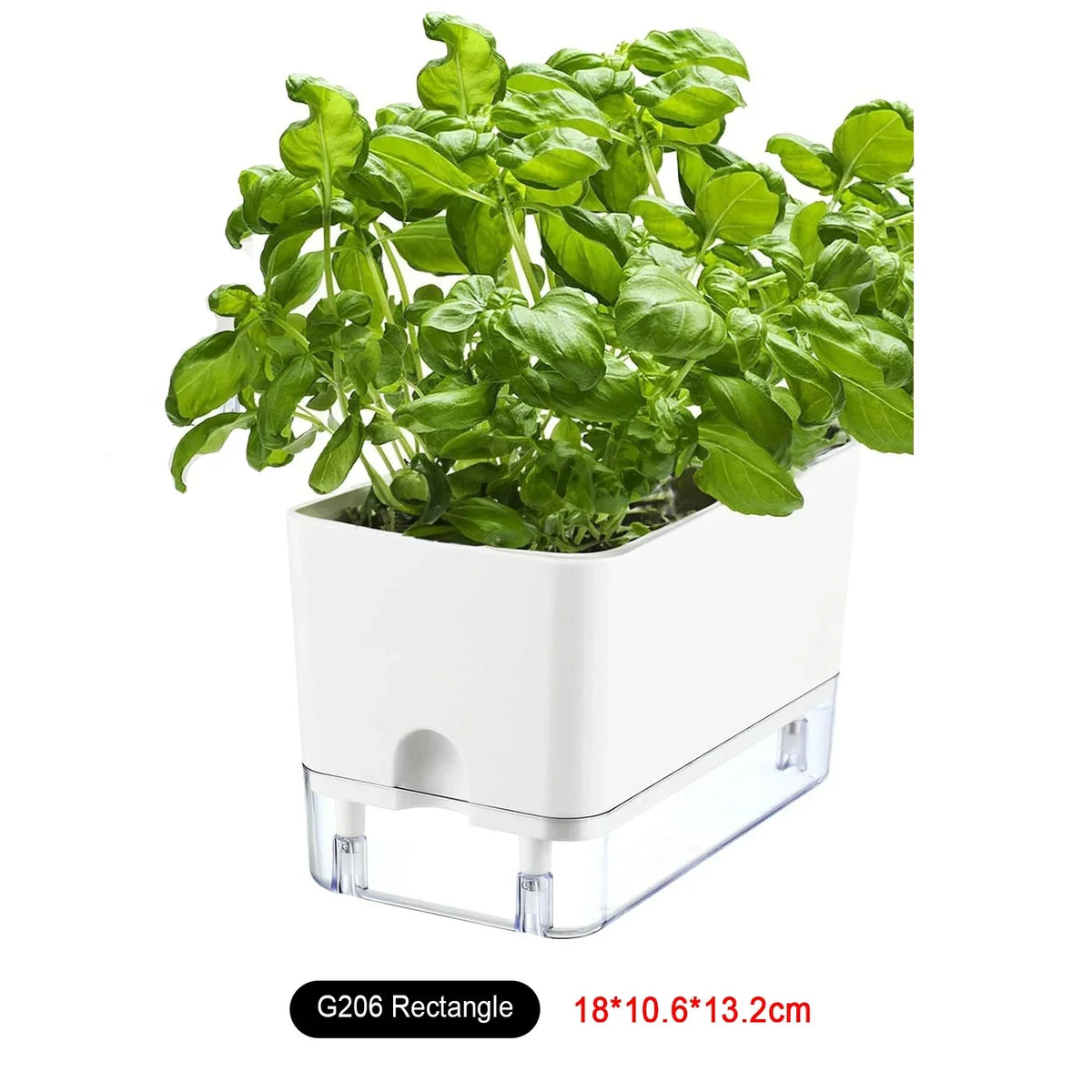 Reservoir Planter with Automatic Watering System White Plastic Indoor Herb Container for Kitchen Windowsill Office Desk Hydroponic Houseplan