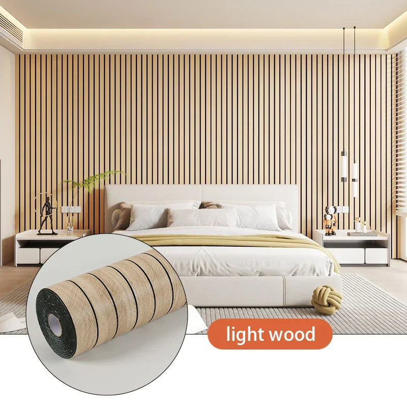 Self-Adhesive Vinyl Slatted Panel 16 in x 118 in Peel and Stick Textured Covering for Walls Ceilings Cabinets Waterproof Mold-Resistant PVC