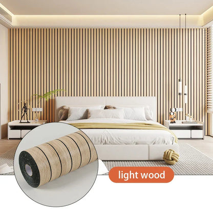 Self-Adhesive Vinyl Slatted Panel 16 in x 118 in Peel and Stick Textured Covering for Walls Ceilings Cabinets Waterproof Mold-Resistant PVC