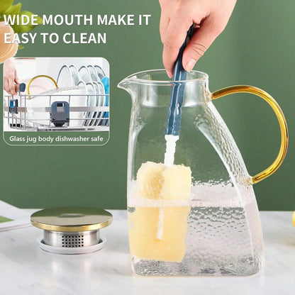 Elegant Borosilicate Glass Water Pitcher with Lid & Handle | Ideal for Iced Tea, Juice, and Infused Beverages