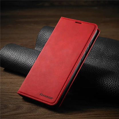 Magnetic Leather Folio Case for iPhone – Full-Body Protection with Snap Closure