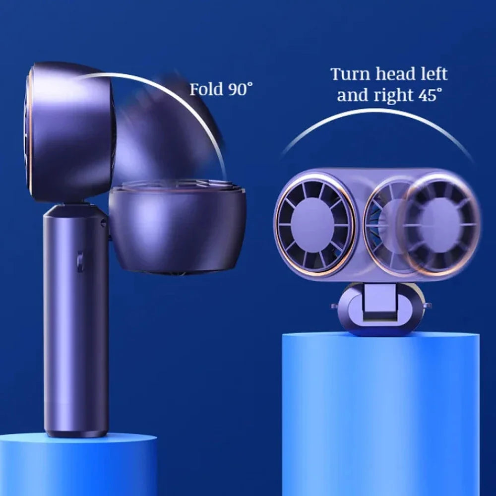 Handheld Fan Double-Cooler with 5 Adjustable Speeds | Mini Portable Fan for On-the-Go Freshness