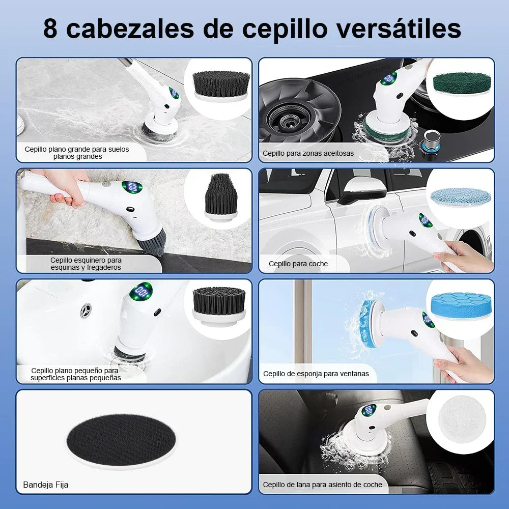Cordless Spin Scrubber with 8 Attachments – Wireless Cleaning Brush