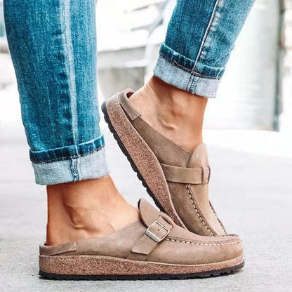 Women's Retro Cork Footbed Slide Sandals with Arch Support & Adjustable Buckle Straps for All-Day Comfort