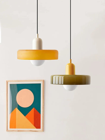 Two-Tone Glass Drop Ceiling Light Fixture for Kitchen Island Dining Room Modern Hanging Lamp
