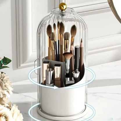 Spin-Top Makeup Storage Tower Clear 360° Holder 11 in Tall for Bathroom Vanity Countertop Beauty Products Lipstick Skincare Perfume Brush Or