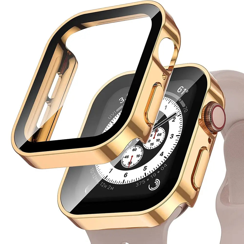 Snap-On Full-Coverage Screen & Body Shield for Apple Watch Series 4-9 – Tempered Glass & PC Armor