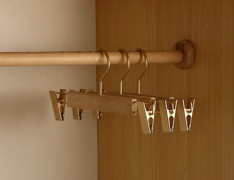 Premium Wooden Suit Hangers with 1.6-Inch Wide Shoulders & Anti-Slip Trouser Bar – Natural Cinnamon Wood Closet Organizers for Jackets, Coat