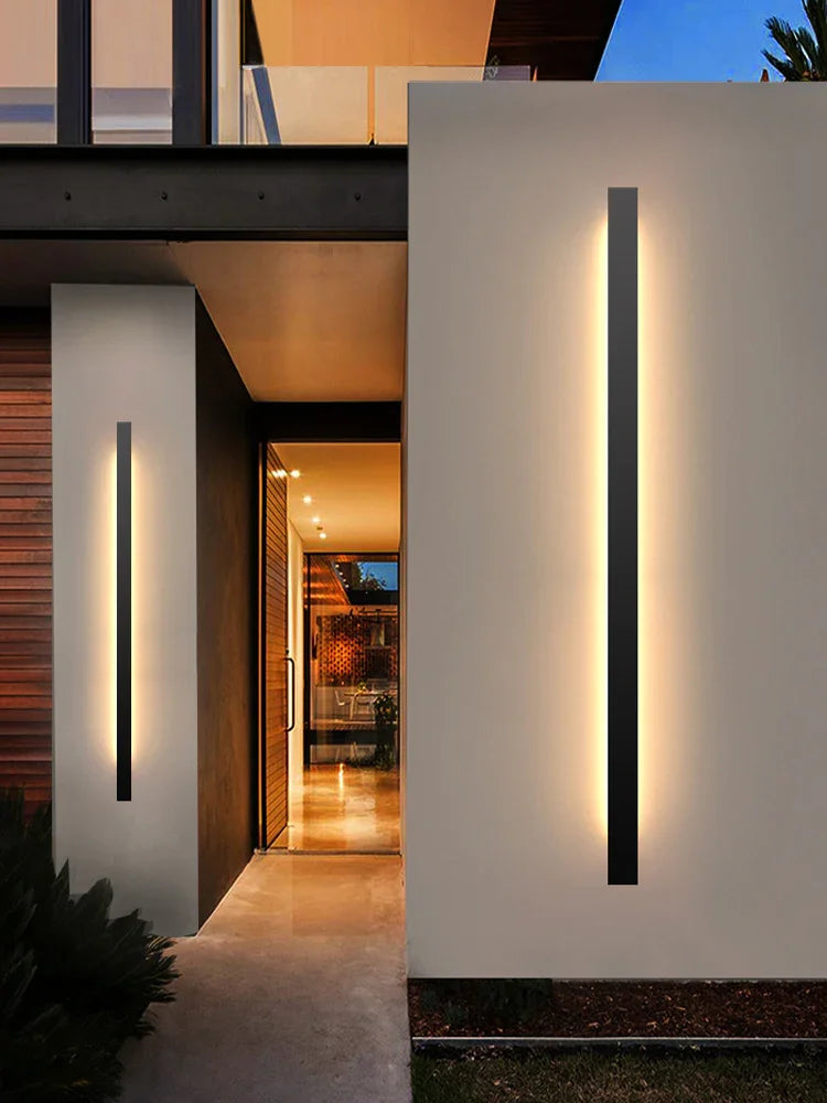 Vertical LED Sconce Metal Acrylic Waterproof Indoor Outdoor Fixture Adjustable Temperature Modern Exterior Interior Entryway Stairwell