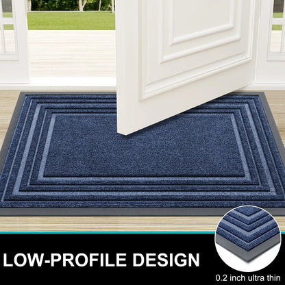Rubber Entry Mat Slip-Resistant Low Profile for Front Door Back Door Patio Garage Hallway Mud Scraper Floor Protection