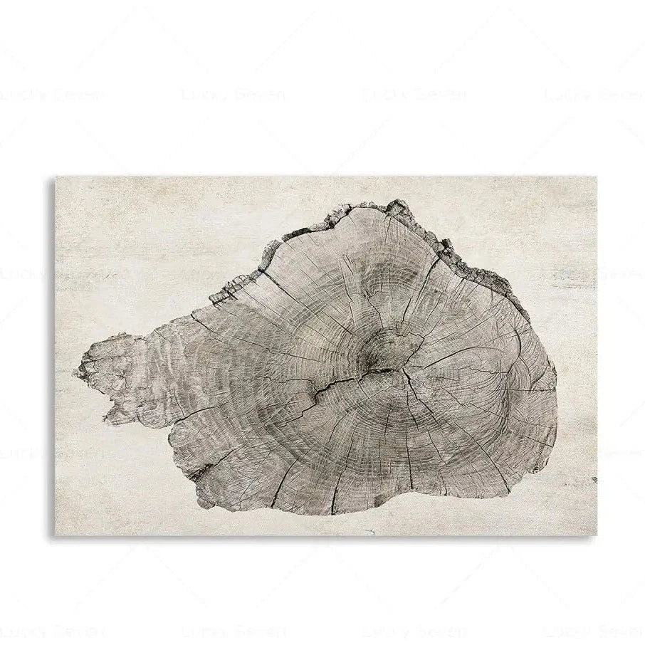 Abstract Tree Ring Wall Art Polyester Canvas 24x18 Inch Nature-Inspired Home Decor for Living Room Bedroom Office Rustic Organic Woodland De