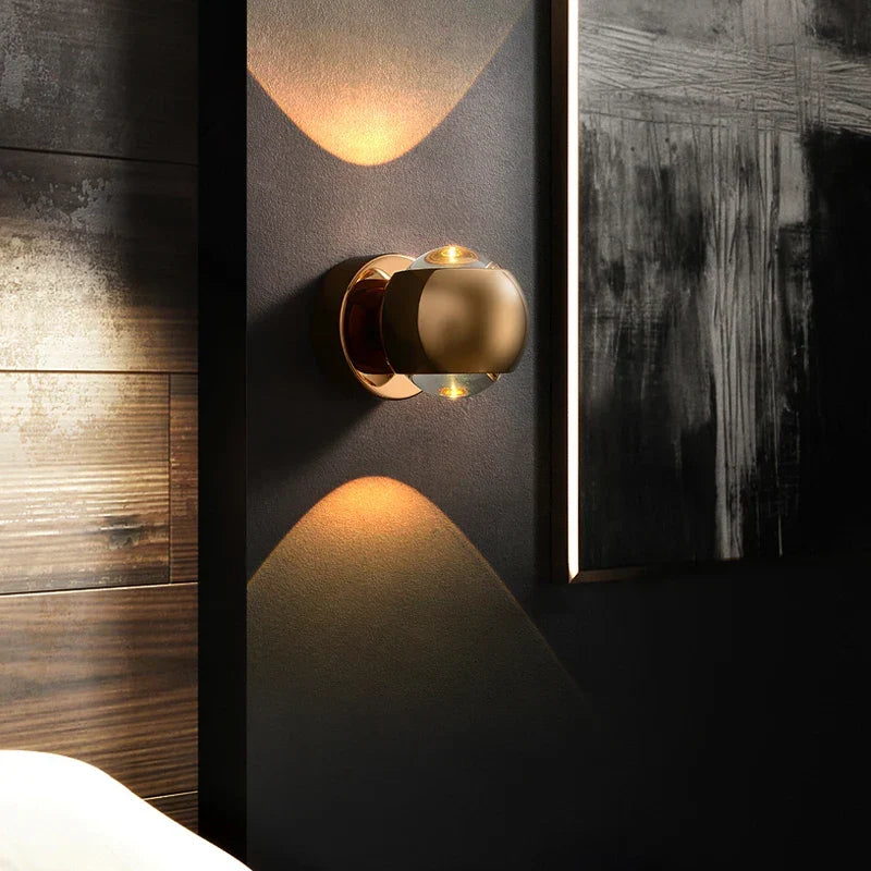 Contemporary Copper LED Wall Sconce Up Down Light for Entryway Hallway Bedroom Bathroom Gold Black Chrome