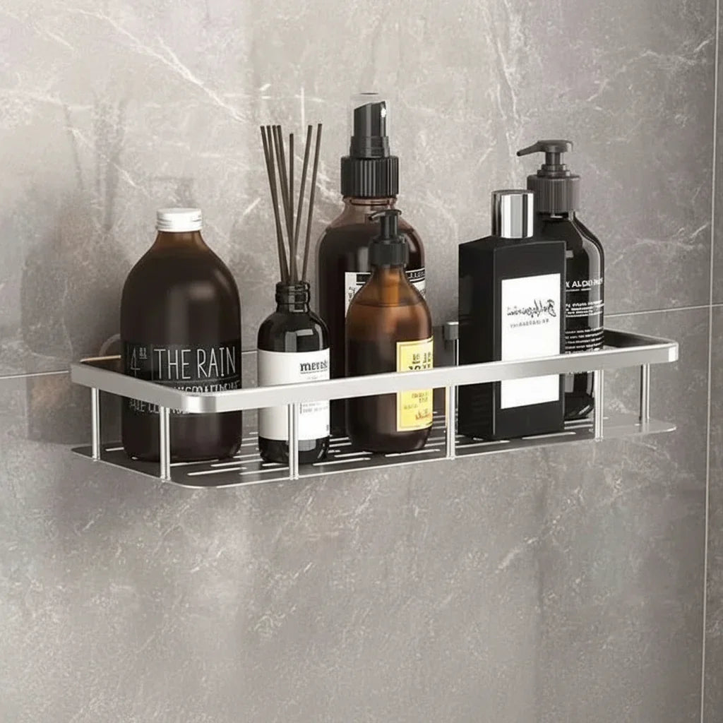 Wall-Mounted Corner Organizer Rack ABS Adhesive No-Drill Bathroom Caddy Triangle Rectangle Shape Holds Shampoo Soap Toiletries for Small Spa