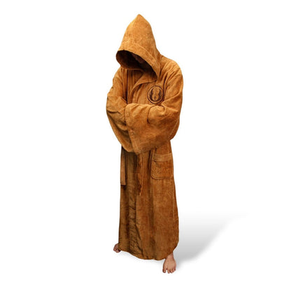 Men's Hooded Flannel Bathrobe | Long Absorbent Spa Robe with Belt for Shower Bathroom | Plush Warm Loungewear Housecoat