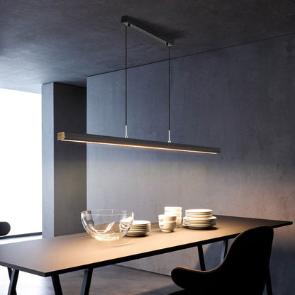 Linear LED Ceiling Fixture Wood & Iron Finish 47 in for Dining Table Kitchen Island Home Office Adjustable Hanging Lamp Modern Minimalist