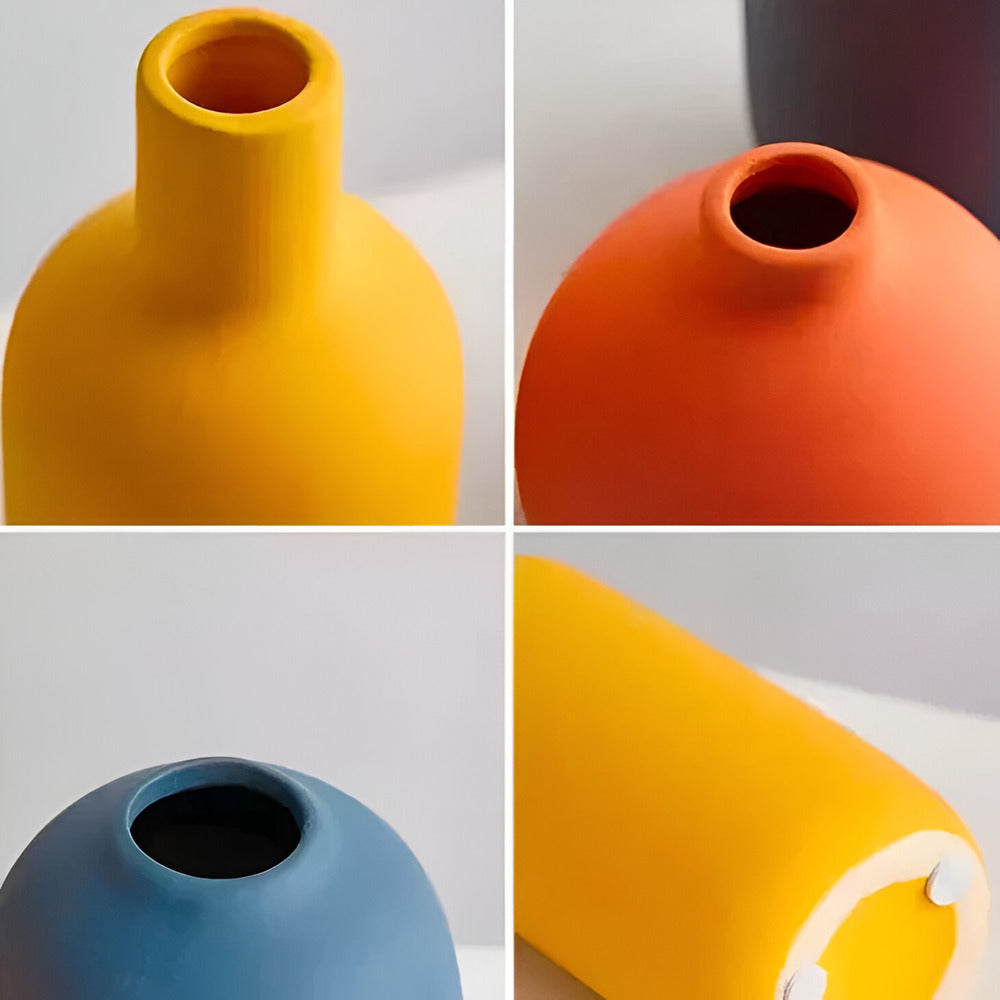 Scandinavian Minimalist 3-Piece Ceramic Vase Set – Elegant Matte Finish