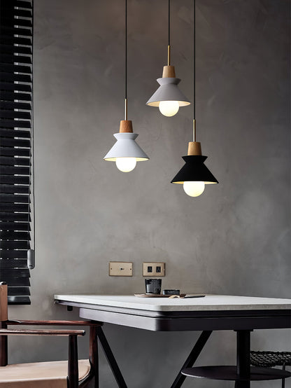 Resin Wood Hanging Light 9 in for Kitchen Island Dining Table Adjustable Ceiling Fixture E26 LED Compatible Scandinavian Modern