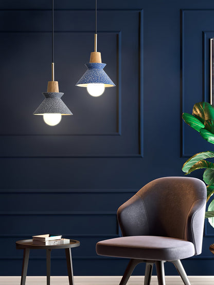 Resin Wood Hanging Light 9 in for Kitchen Island Dining Table Adjustable Ceiling Fixture E26 LED Compatible Scandinavian Modern