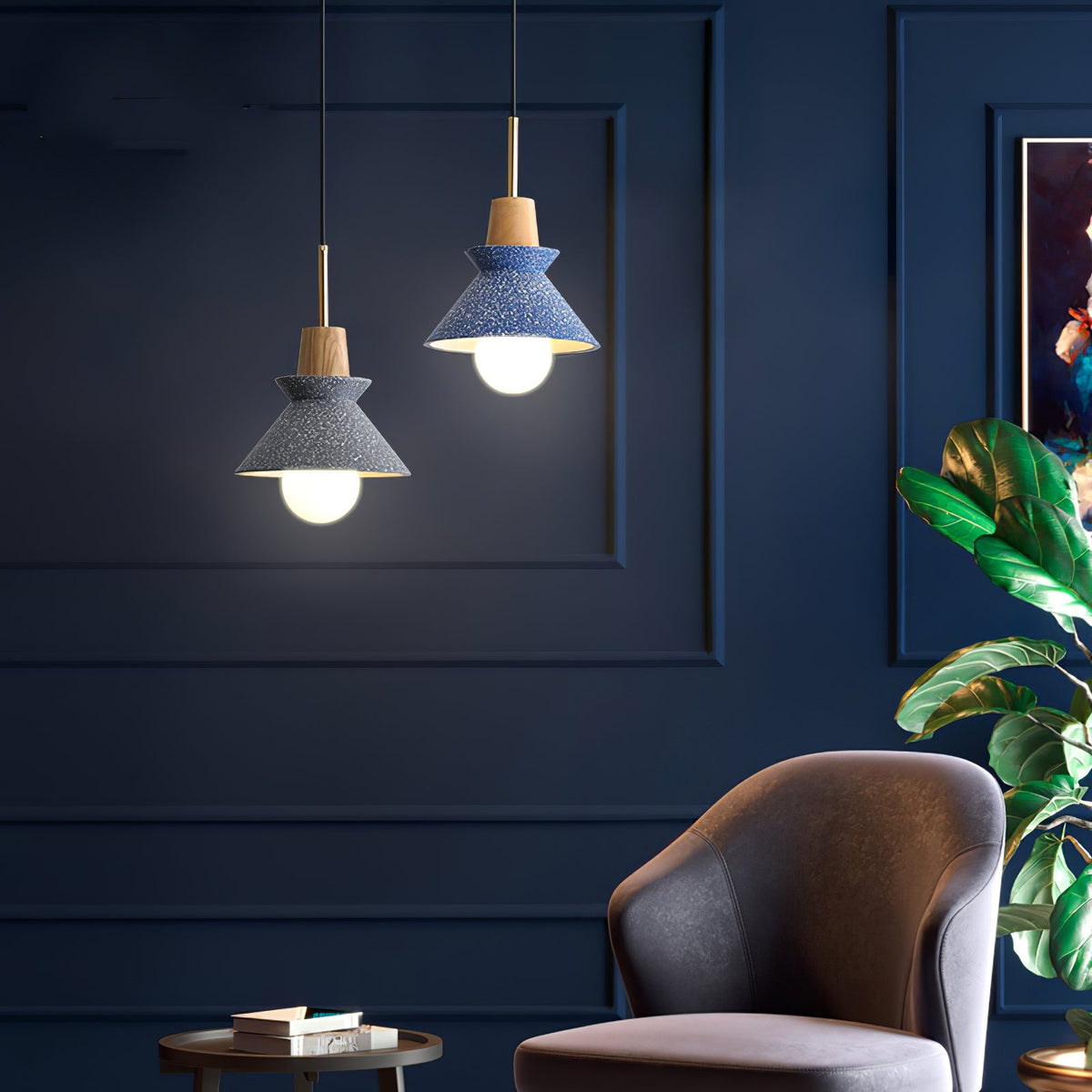 Resin Wood Hanging Light 9 in for Kitchen Island Dining Table Adjustable Ceiling Fixture E26 LED Compatible Scandinavian Modern