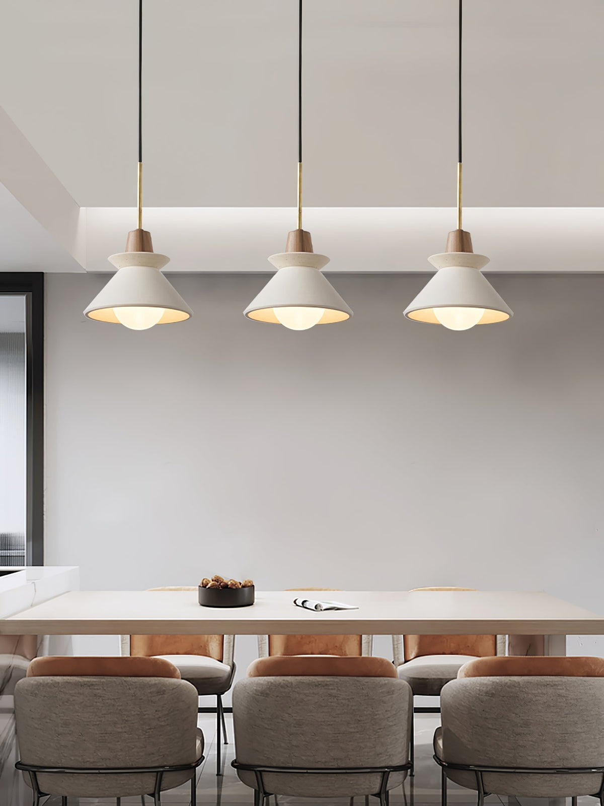 Resin Wood Hanging Light 9 in for Kitchen Island Dining Table Adjustable Ceiling Fixture E26 LED Compatible Scandinavian Modern