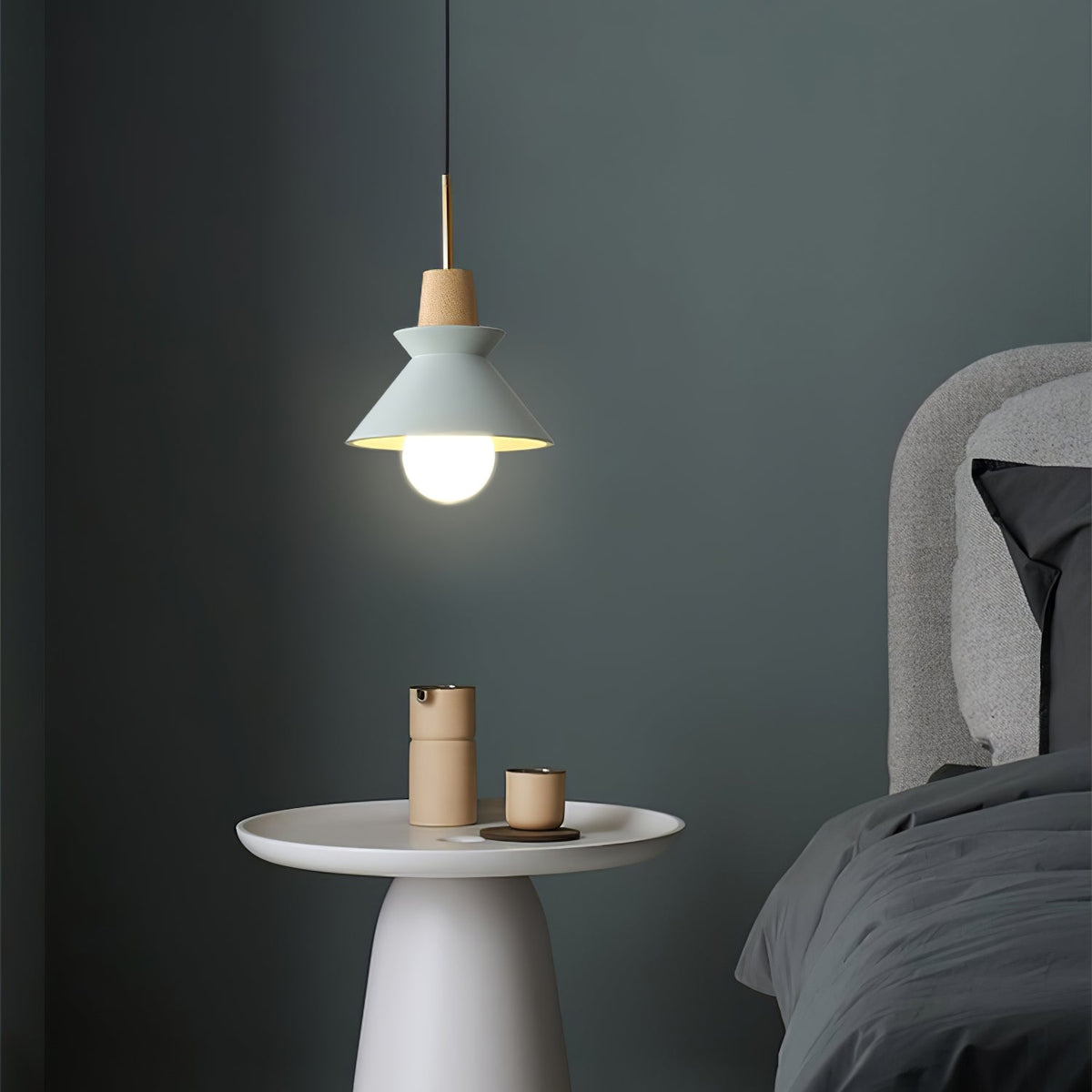 Resin Wood Hanging Light 9 in for Kitchen Island Dining Table Adjustable Ceiling Fixture E26 LED Compatible Scandinavian Modern