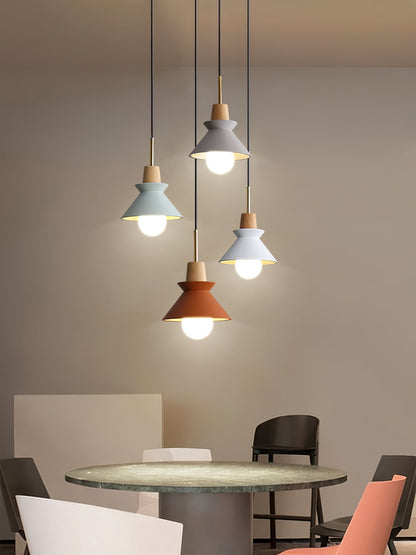 Resin Wood Hanging Light 9 in for Kitchen Island Dining Table Adjustable Ceiling Fixture E26 LED Compatible Scandinavian Modern