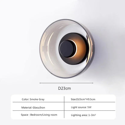 Contemporary Sconce with Domed Glass Shade – Iron Frame Wall-Mount Fixture for Bedrooms, Hallways & Living Spaces