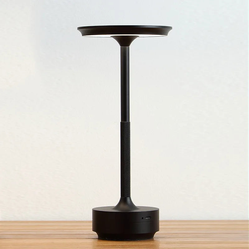 USB Rechargeable LED Desk Lamp with Touch Dimmer Control in Matte Aluminum Finish for Bedside, Dining Room, Office & Patio Use