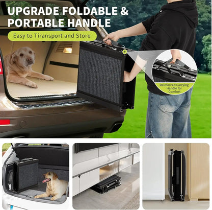 Dog Ramp for SUV and Truck, Quad Fold Pet Ramp with Anti Slip Surface, Heavy Duty Car Ramp for Dogs and Large Breeds