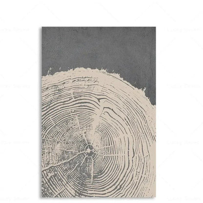 Botanical Growth Pattern Wall Art Canvas for Living Room, Bedroom & Office Décor | Natural Wood Grain Inspired Print