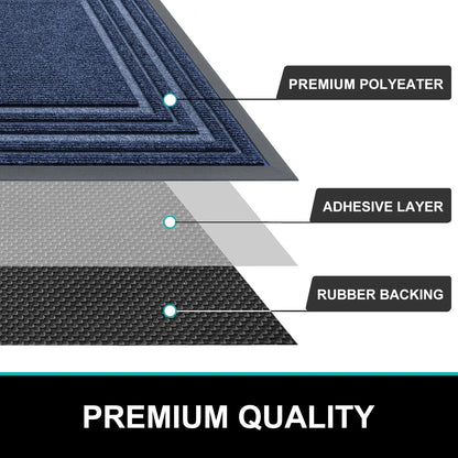 Rubber Entry Mat Slip-Resistant Low Profile for Front Door Back Door Patio Garage Hallway Mud Scraper Floor Protection