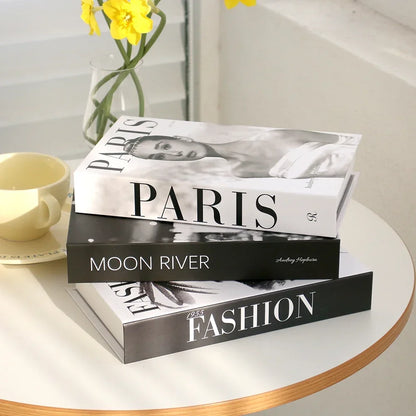 Hollow Cardboard Book Stack 3-Piece Display Set for Shelf Styling Coffee Table Accent Modern Home Interior Staging Props