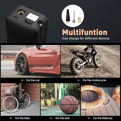 Portable Air Pump | Rechargeable Tire Inflator with 150 PSI | Compact Design for Quick Inflation
