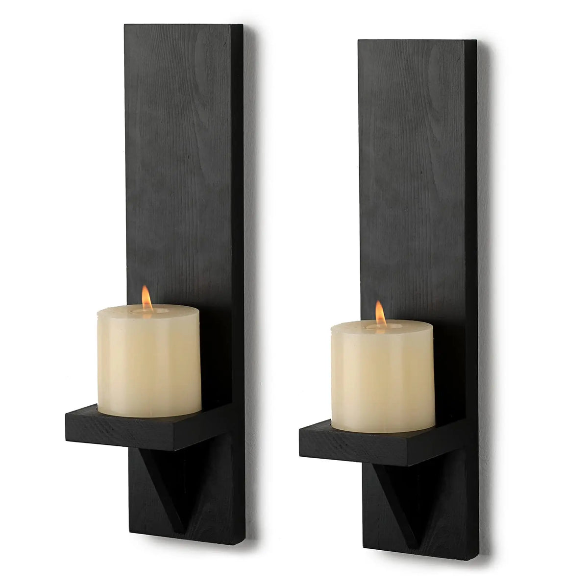 Handcrafted Wooden Sconce Pair for Ambient Candlelight Display – 15-Inch Vertical Mount for Living Rooms, Bedrooms, Patios & Entryways