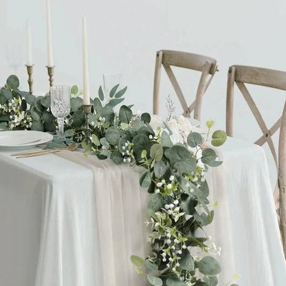 Artificial Eucalyptus Garland 70-Inch Greenery Strand Set of 2 for Mantel Staircase Wedding Party Home Decoration