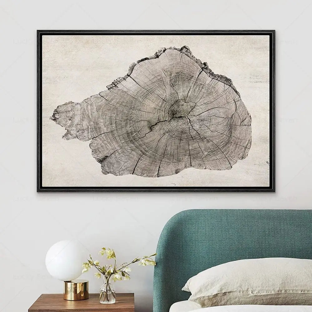 Abstract Tree Ring Wall Art Polyester Canvas 24x18 Inch Nature-Inspired Home Decor for Living Room Bedroom Office Rustic Organic Woodland De